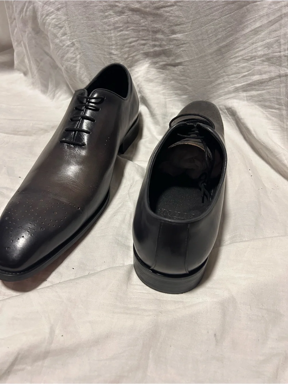 Maison Forte Classic Men’s Black/Gray Leather Oxford Dress Shoes 13
